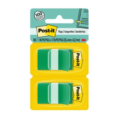 3M POST IT FLAG GREEN  680-3, 1"X1.7"X50SH,(1X12CRD)       